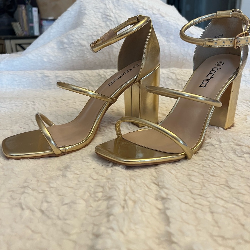 Boohoo Gold Strappy Heels